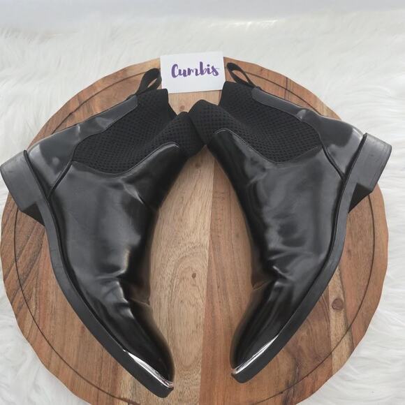 Zara Trafaluc Boots Womens Size 38 Metallic Square Toe Studded Chelsea Shoes - Picture 9 of 12